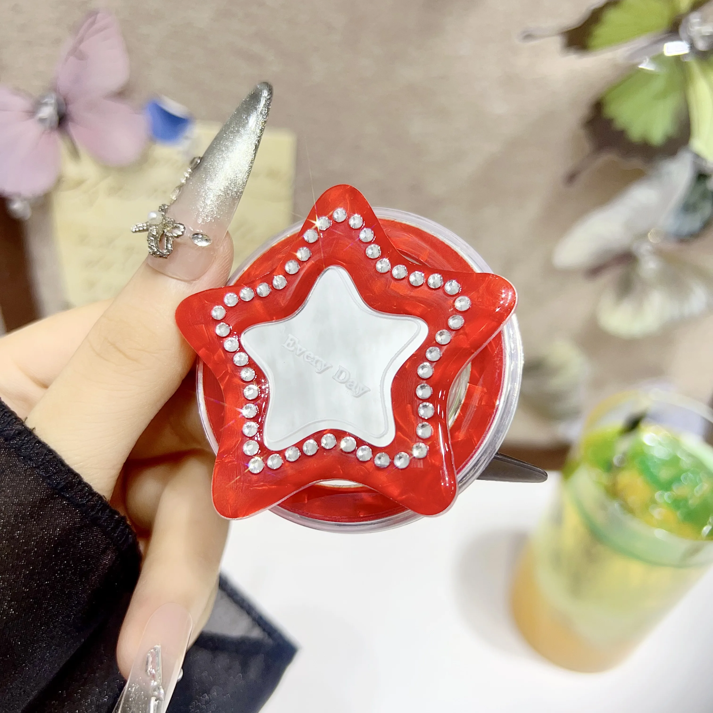 Coreano y2k bonito dos desenhos animados espelho superfície estrela suporte magnético aperto tok griptok suporte do telefone magsafe suporte inteligente tok