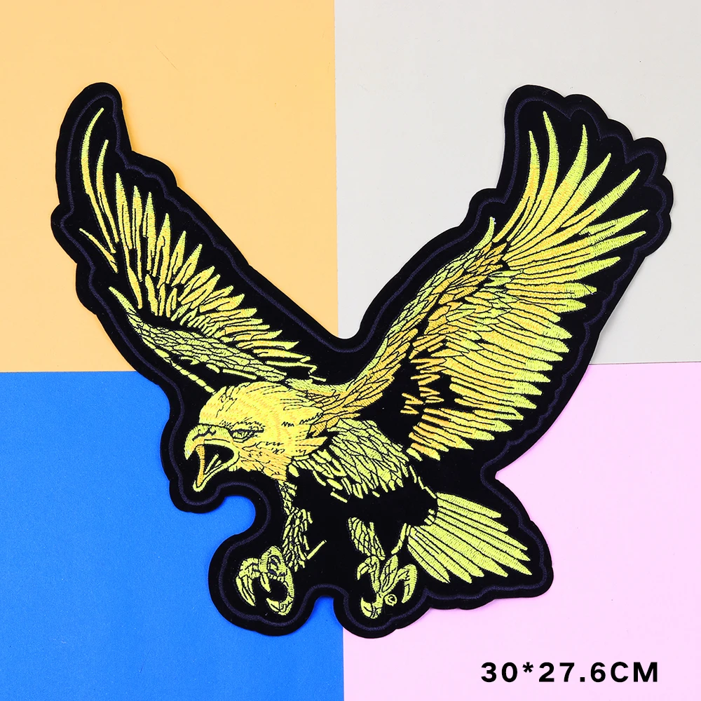 Biker Eagle Animal Embroidered Biker Patches For Jeans Men Jacket Clothing Punk Style Eagle Patch Stickers On Motorcycle Parches