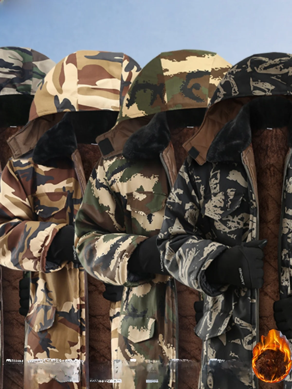 

Мужская камуфляжная хлопковая куртка средней длины, зимняя спецодежда, износостойкая верхняя одежда для офисной работы на стройке