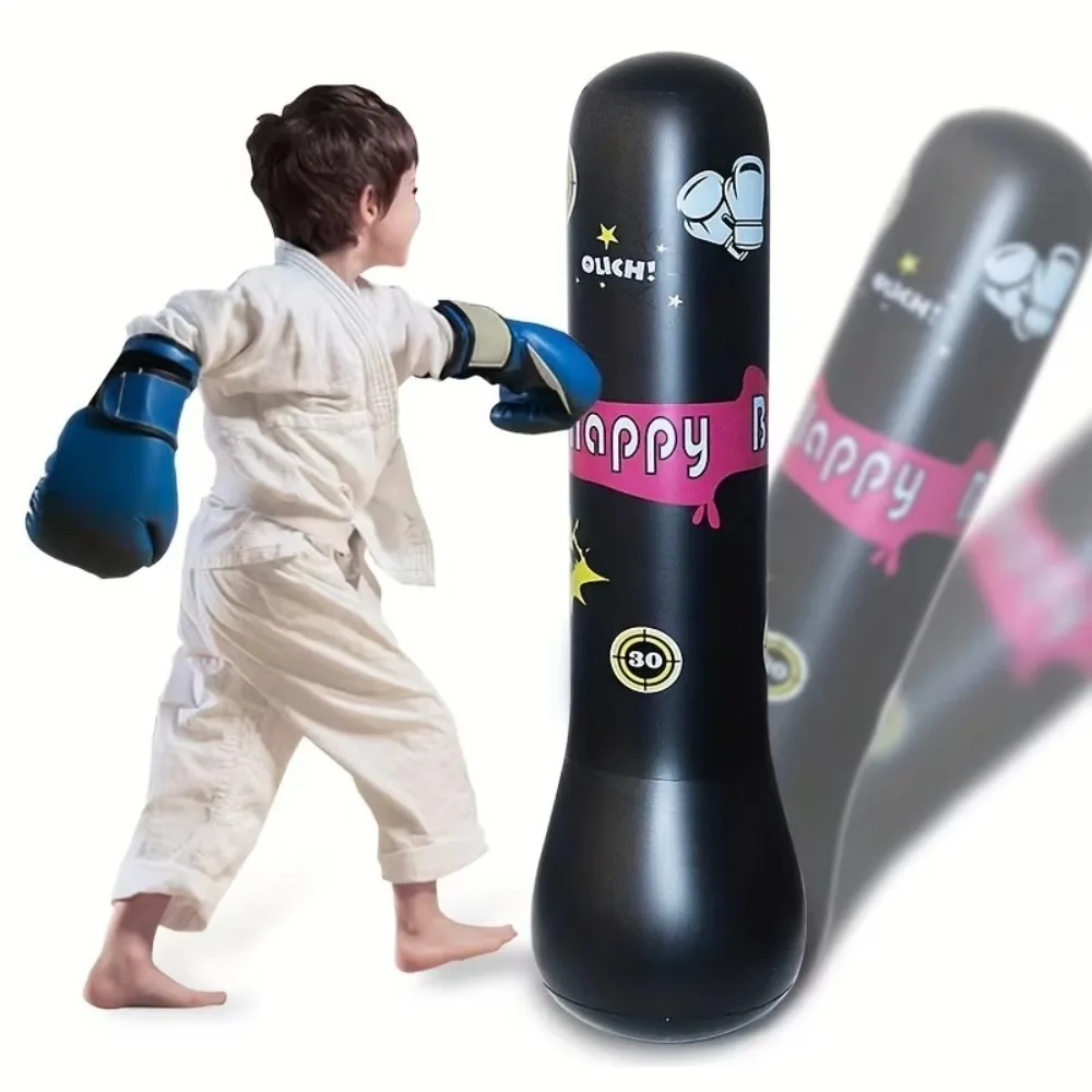 Saco de boxeo inflable de PVC, diseño de vaso grueso, bolsa de boxeo con espalda de rebote, juguete para aliviar el estrés para niños, juegos interactivos familiares