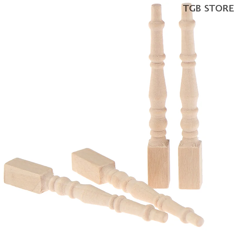 4 pièces/ensemble 1:12 maison de poupée Miniature chaise en bois pied de Table bricolage meubles accessoires jouets