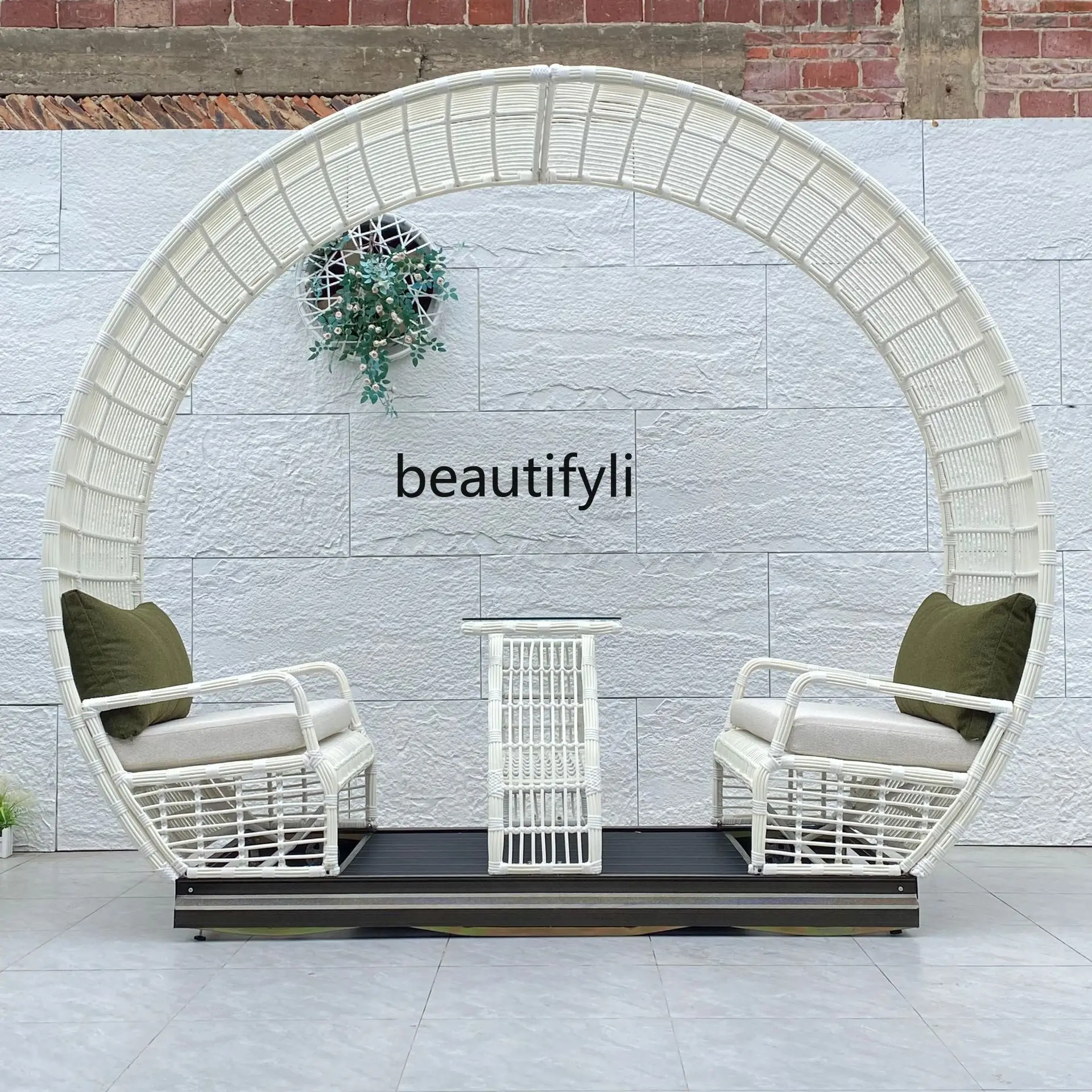 

Outdoor Power Rocking Chair Patio Swing Leisure Chair Outdoor Garden Swing Rattan Slide Rocking Chair
