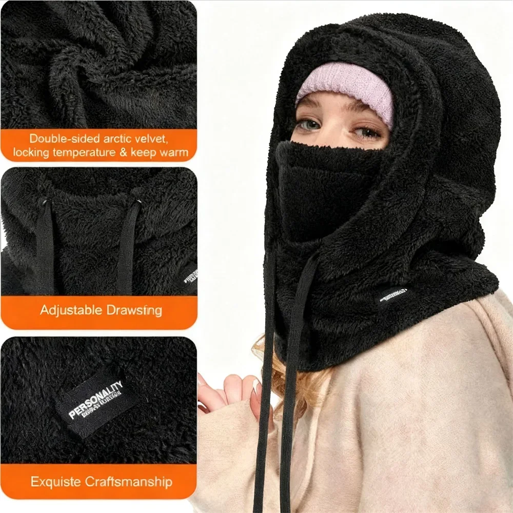 1pcs Winter Warm Thermal Windproof Balaclava Ski Hood Motocycle Face Cover Polar Fleece Adjustable Cycling Neck Cover Mask