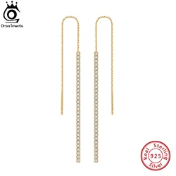 ORSA JEWELS-pendientes de cadenas largas minimalistas de plata 925 para mujer, aretes colgantes de circonita cúbica Vintage, regalos de joyería SE111