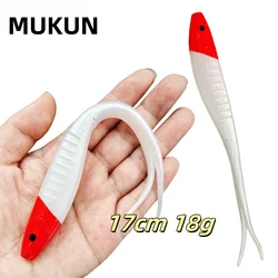 MUKUN 3Pcs Soft Bait 17cm 18g V-shape Split Tail Swimbait Worm Artificial Silicone Rock Shiner Fishing Lures