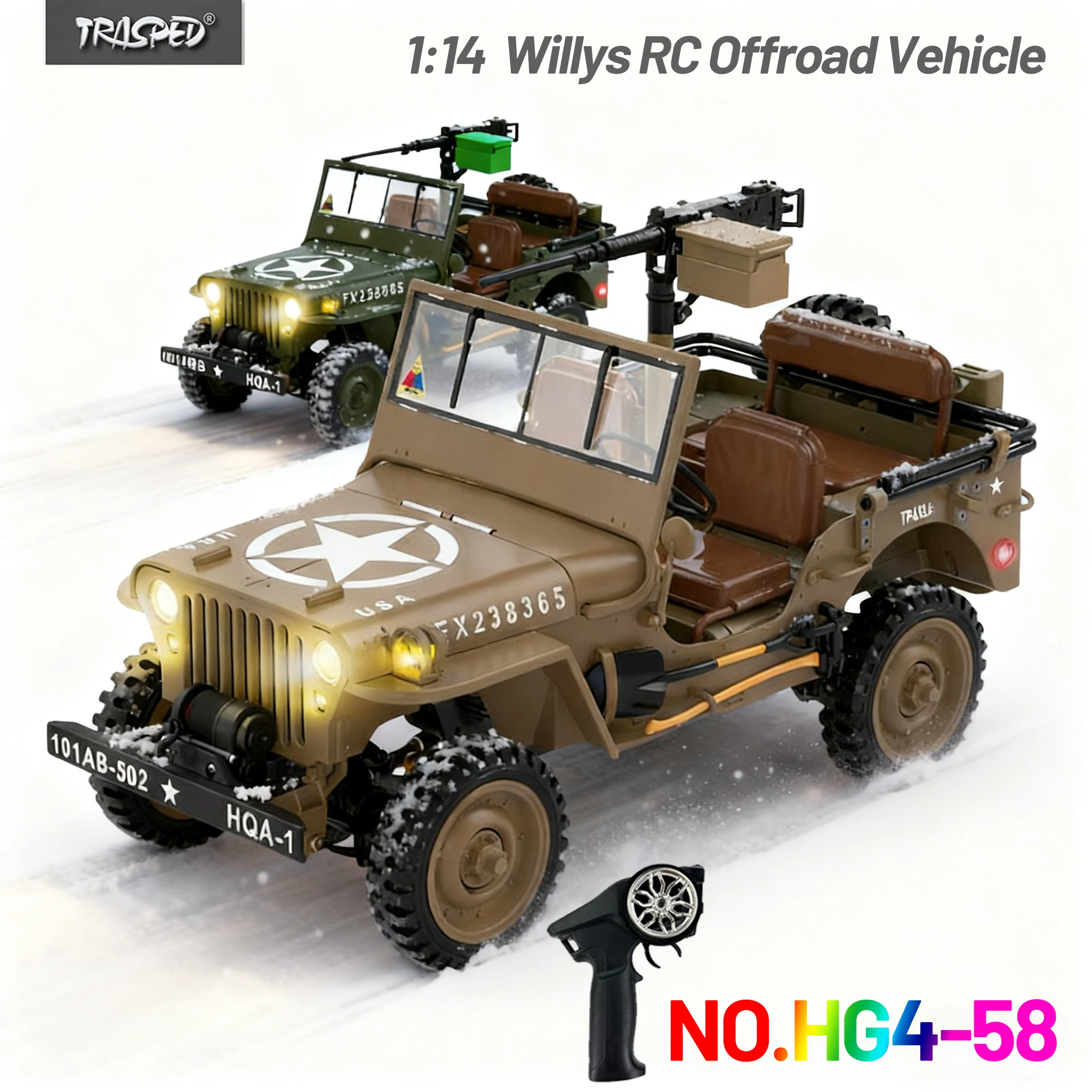 HG4-58 1/14 WILLYS Crawler Escalada Carro de Controle Remoto 2.4G Escala Liga Simulação Caminhão Veículo Offroad Elétrico para Crianças/Adultos