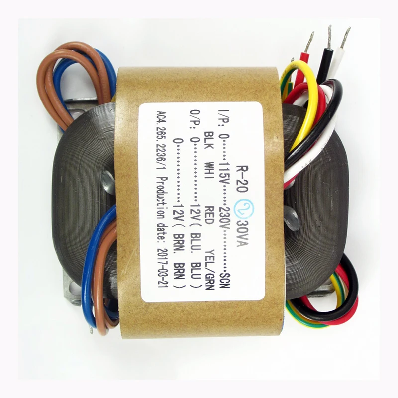 BAHOD 30w Dual 12v Primary 115-230v R Type Power Transformer for HIFI Amplifier Audio Accessories