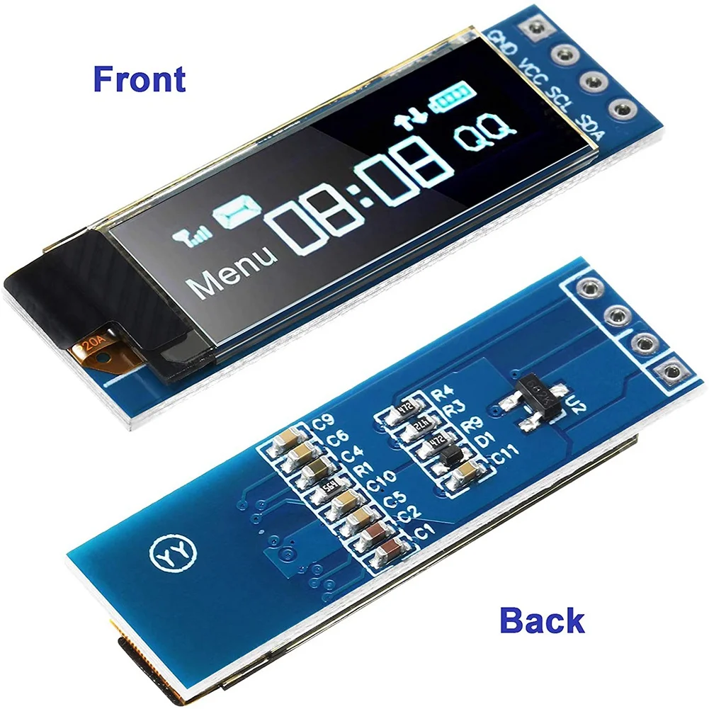 2 Pieces I2C Display Module 0.91 Inch I2C SSD1306 OLED Display Module Blue I2C OLED Screen Driver DC 3.3V - 5V