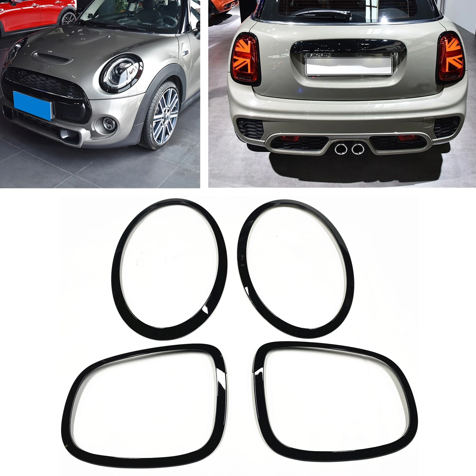 

For BMW Mini Cooper S F55 F56 F57 JCW 2014-UP Front Head Lamp+Rear Light Cover Frame Headlight Headlamp Replacement Type Trim