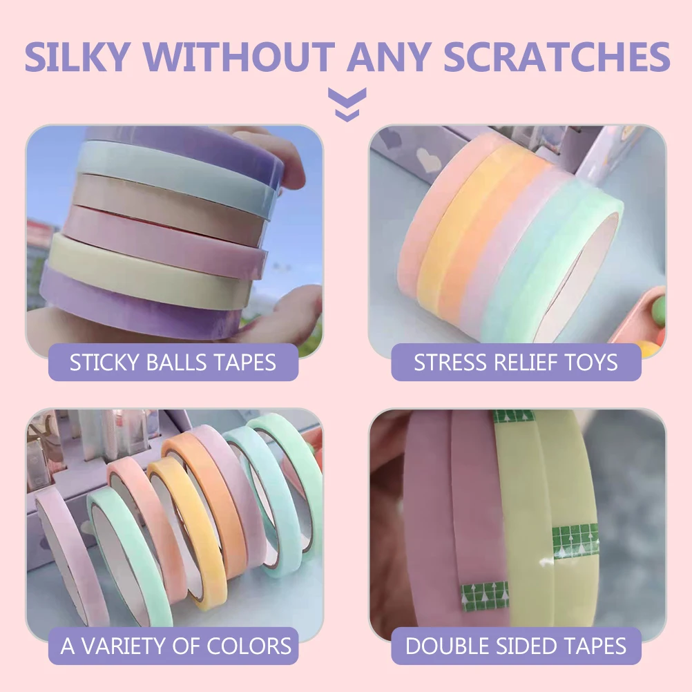 

7 Rolls Unzip Ball Tape Kneading Toy Colored Poster Bopp Film Masking