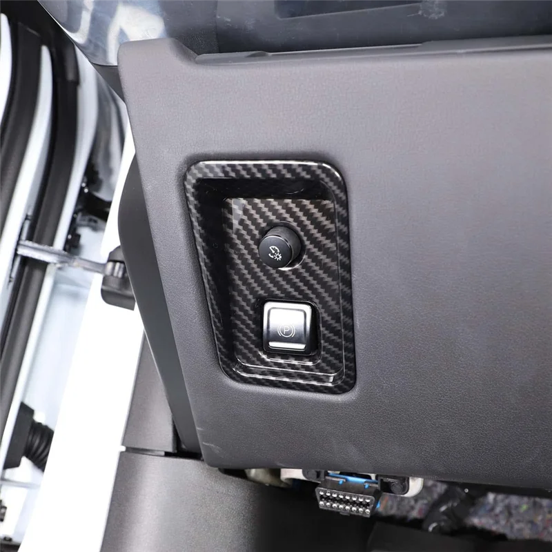 

1 Piece Car Electronic Handbrake Console Panel Cover Trim Accessories Carbon Fiber Pattern For Corvette C8 2020-2023-A