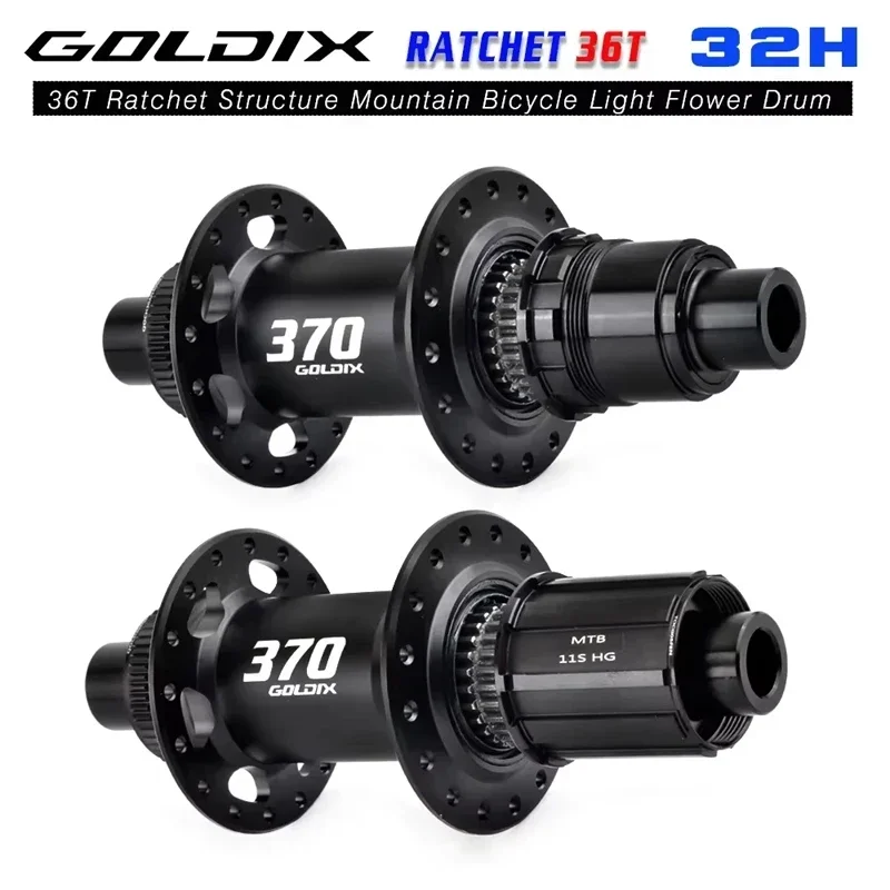 

GOLDIX M370 36T Ratchet Bicycle Hubs 32Hole J-Bend Spoke Center Lock Disc Brake Mountain Bike Hub HG/XD/MS 4pcs Seal Bearing