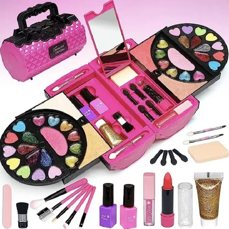 Tragbare DIY Kind Make-up Spielzeug Schönheit sicher einfach entfernen waschen kosmetische Nagellack Palette Set Fall Mädchen so tun, als ob Geschenk für Kleinkind