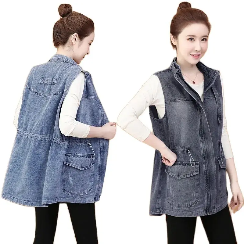 

All-Match Casual Denim Vest Jacket Female 2024 New Spring Autumn Korean Version Loose Sleeveless Outer Waistcoat Trend