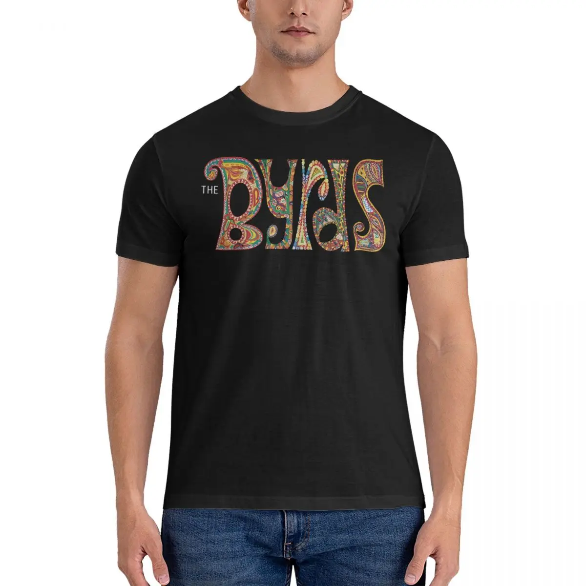 Rock Men T Shirts T-The Byrds Funny Tees Short Sleeve Round Neck T-Shirts 100% Cotton Printed Clothes