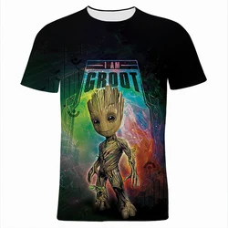 Camisetas Anime Groot masculinas e femininas, Tops extragrandes, 3D Cartoon Print, Miniso Guardiões da Galáxia, roupas infantis, moda