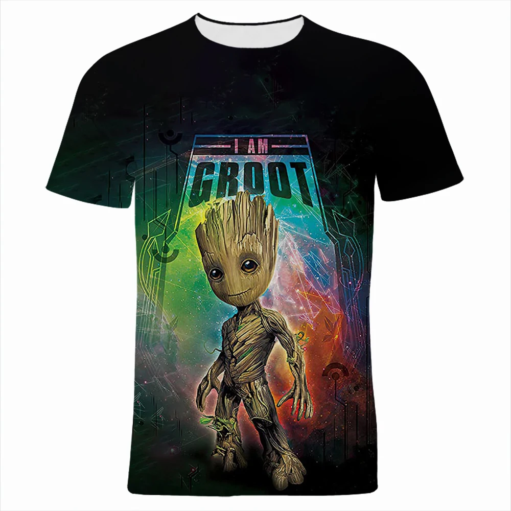 Miniso Guardians of the Galaxy T-Shirts Cartoon Anime Groot 3D Print Men Women Fashion Oversized T Shirt Kids Tops Clothing