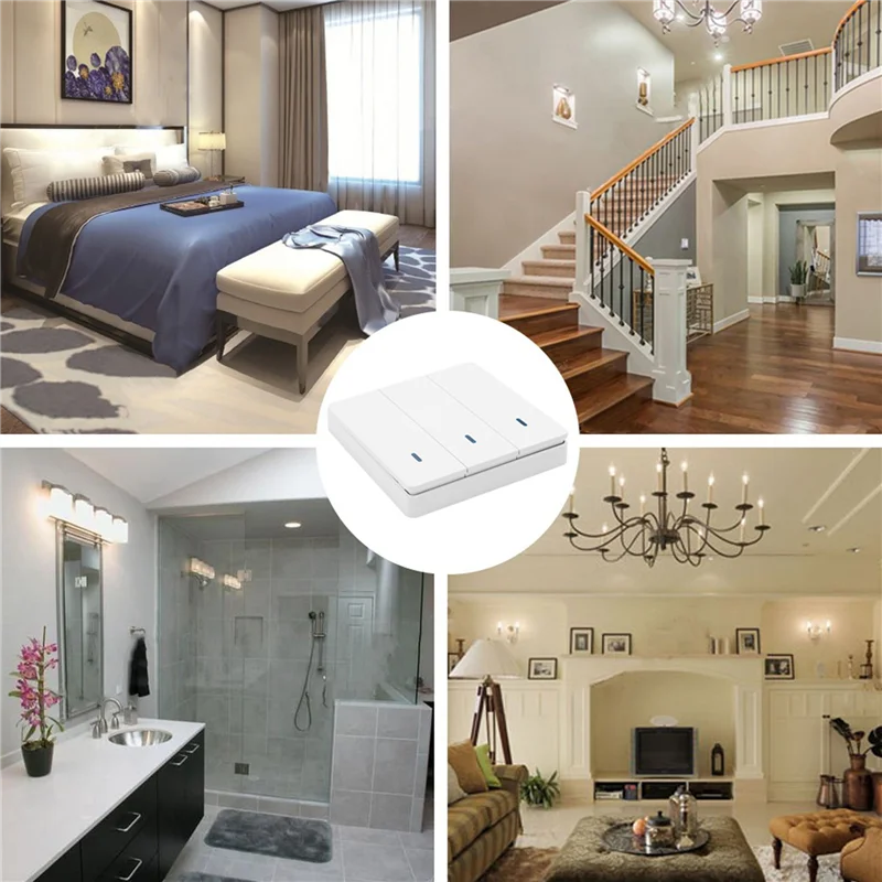 Wireless Smart Light Switch RF 433Mhz Lighting Control Intelligent Switch AC 90-250V 10A Module( 2 W And 6 C And 2 RC)-Y47A