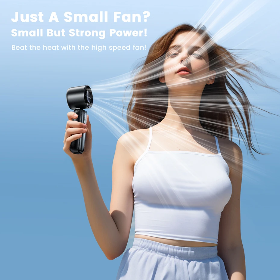 Portable Handheld Turbo Fan 5000mAh Rechargeable Fan With 6 Speeds Foldable Neck/Desk Fan With Digital Display Pocket Small Fans image 2