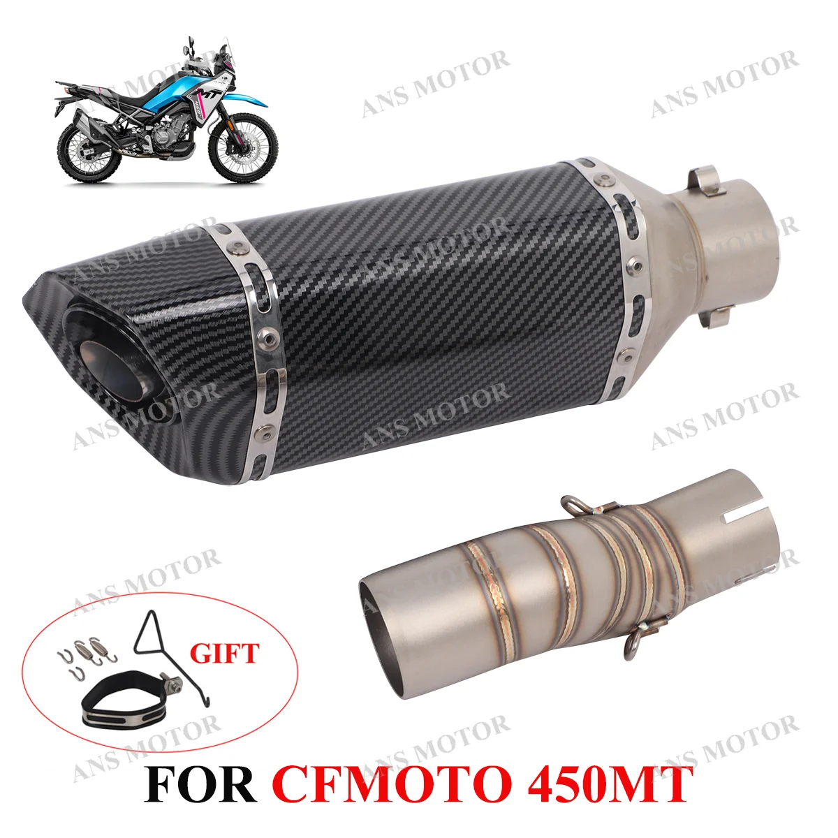 For CFMOTO 450MT 2024 2025 Slip On Motorcycle Exhaust Escape 450MT Exhaust Muffler Middle Link Pipe with Removable DB Killer