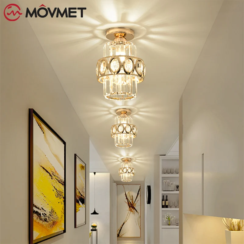 Light Luxury LED Ceiling Lamp lustre Crystal Novelty Iron Glass Bedroom Aisle Balcony Bathroom Corridor Living Room Single Head