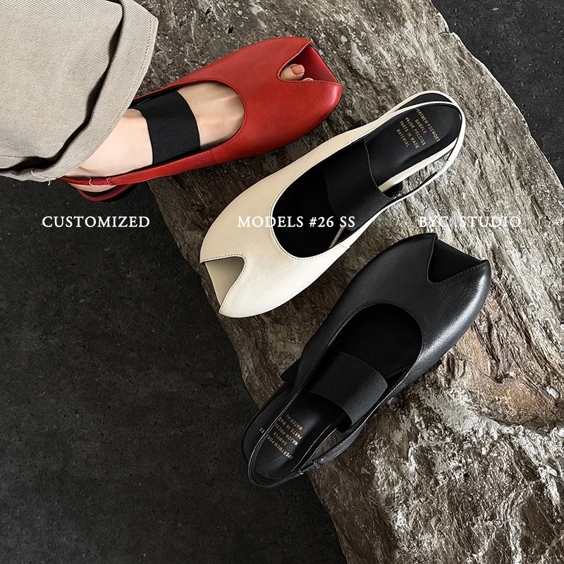 2026 new summer women sandals natural leather plus size 22-25.5cm cowhide+sheepskin square toe back-buckle women shoes fashion