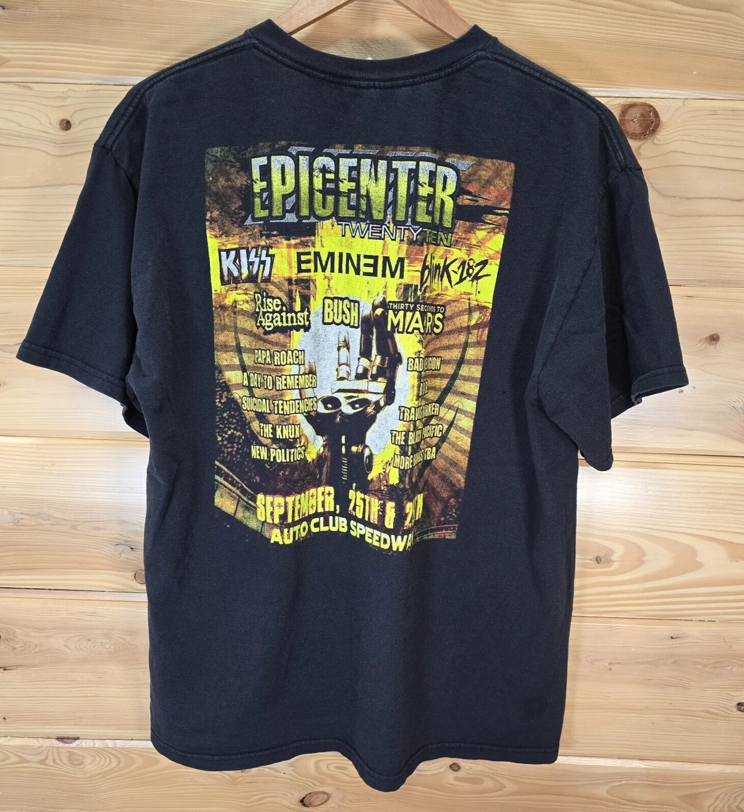 Eminem Concert T Shirt Men Large Epicenter Twenty Ten Kiss Blink 182 Distress