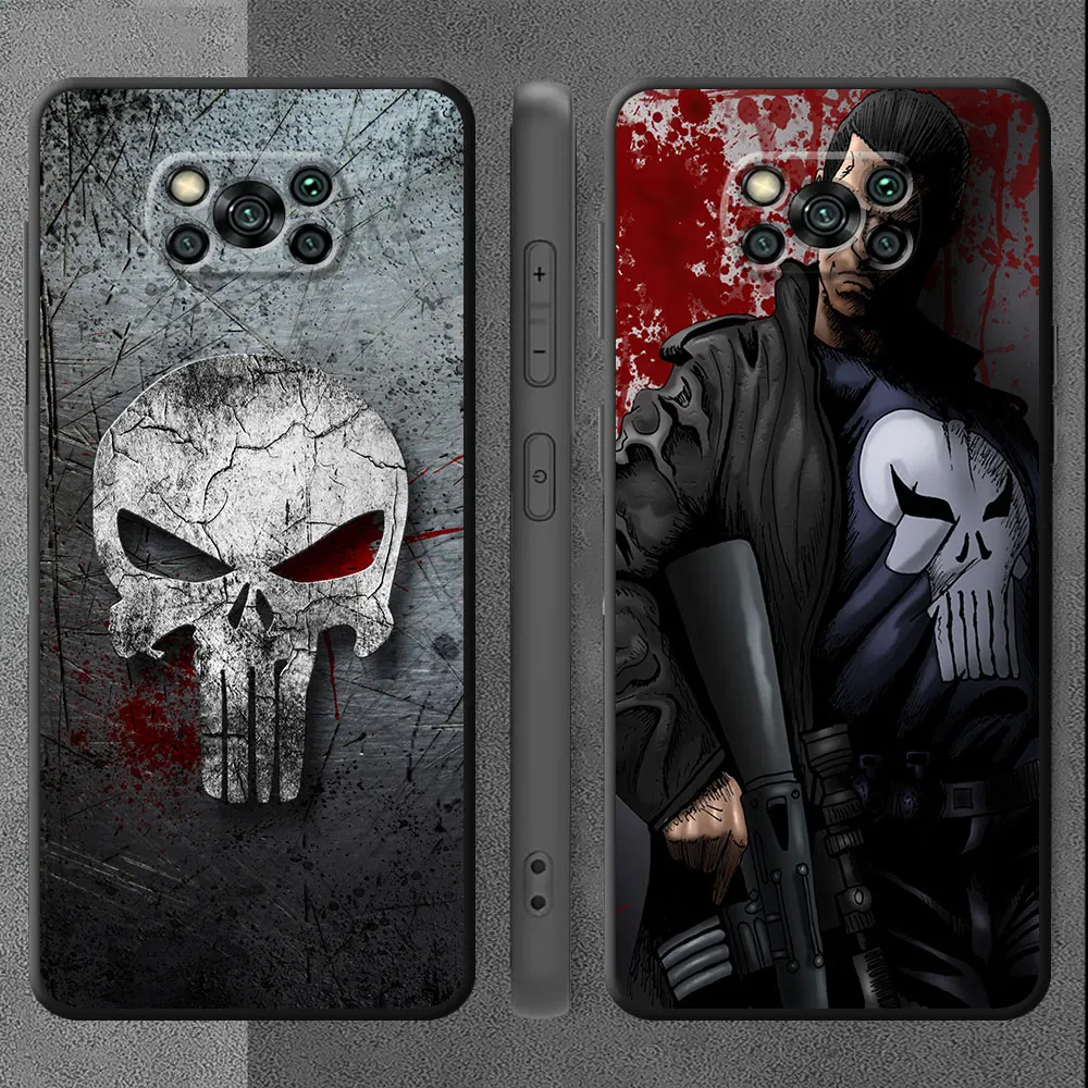 Marvel The Punisher Phone Case for Xiaomi Poco C40 M4 Pro F1 M3 C55 C51 F5 X4 Pro 5G X3 NFC X4 GT M5 Silicone Cover Back Capa