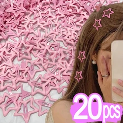 2/20pcs Y2k Pink Pentagram Star Bobby Pin Hair Clip Sweet Cool Cute Aesthetics Hairside Harajuku Girl Trend Headwear Accessories