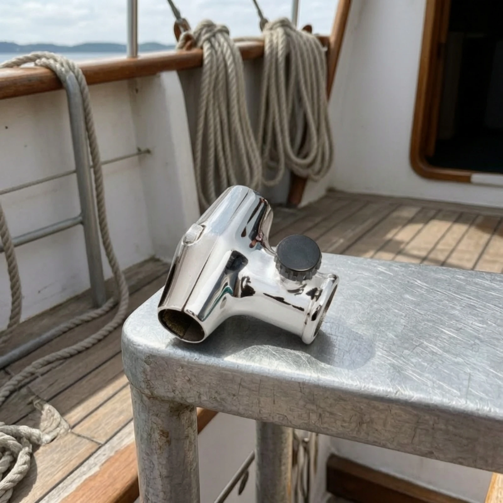 Mounting Bracket Polished Boat Flag Pole Holder Flagpole Bracket Heavy Duty for Yacht Fittings, RV Projects
