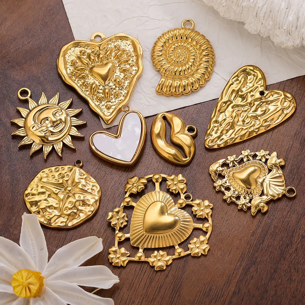 

5pcs Stainless Steel Gold Plated Charms Jewelry Making Pendant Accessories for DIY Women's Earrings Necklace Connectors Craft