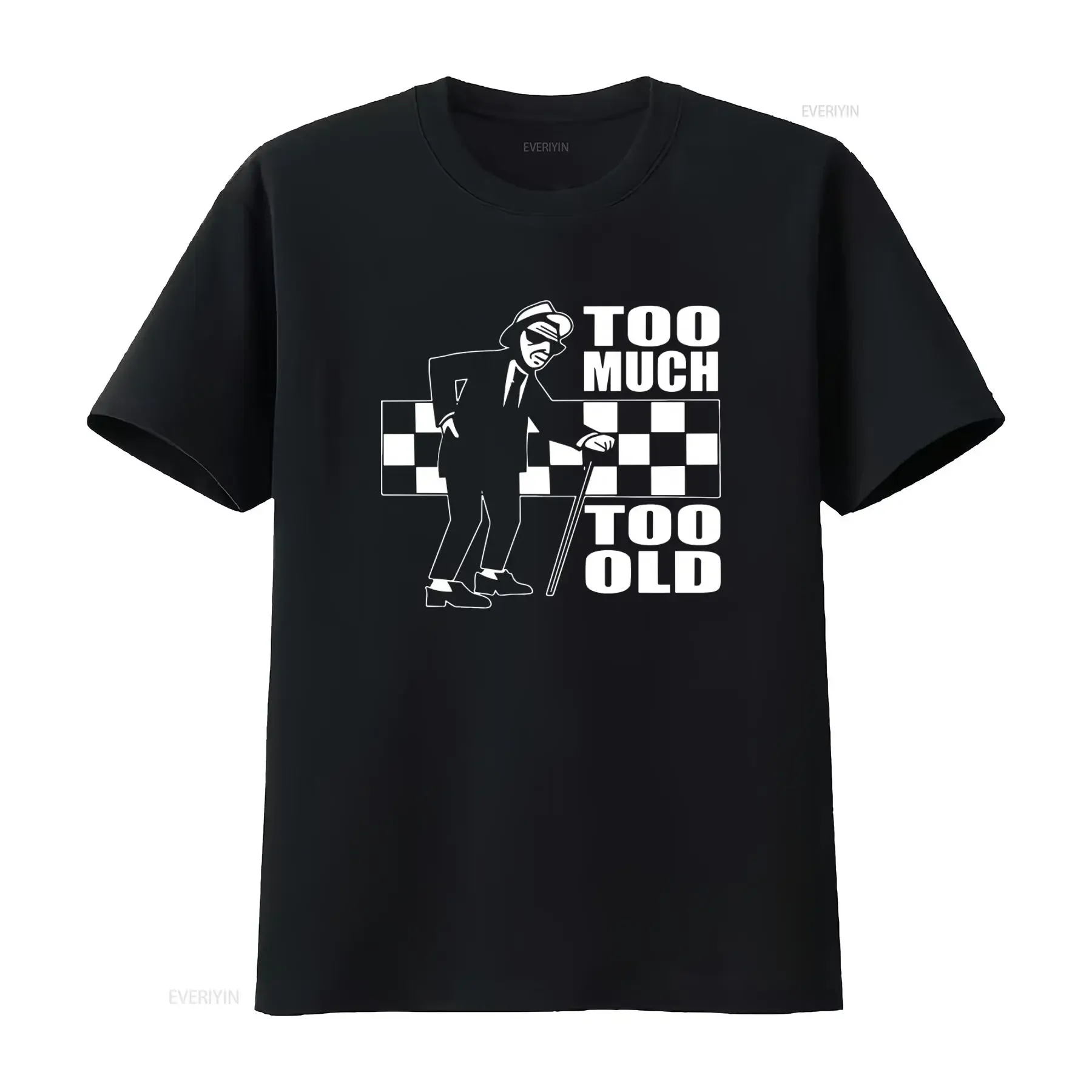 Too Much Old T Shirt Ska 2 Tone Records Music Retro Top Vintage Style  vintage Washed streetwear Breathable designer clothes