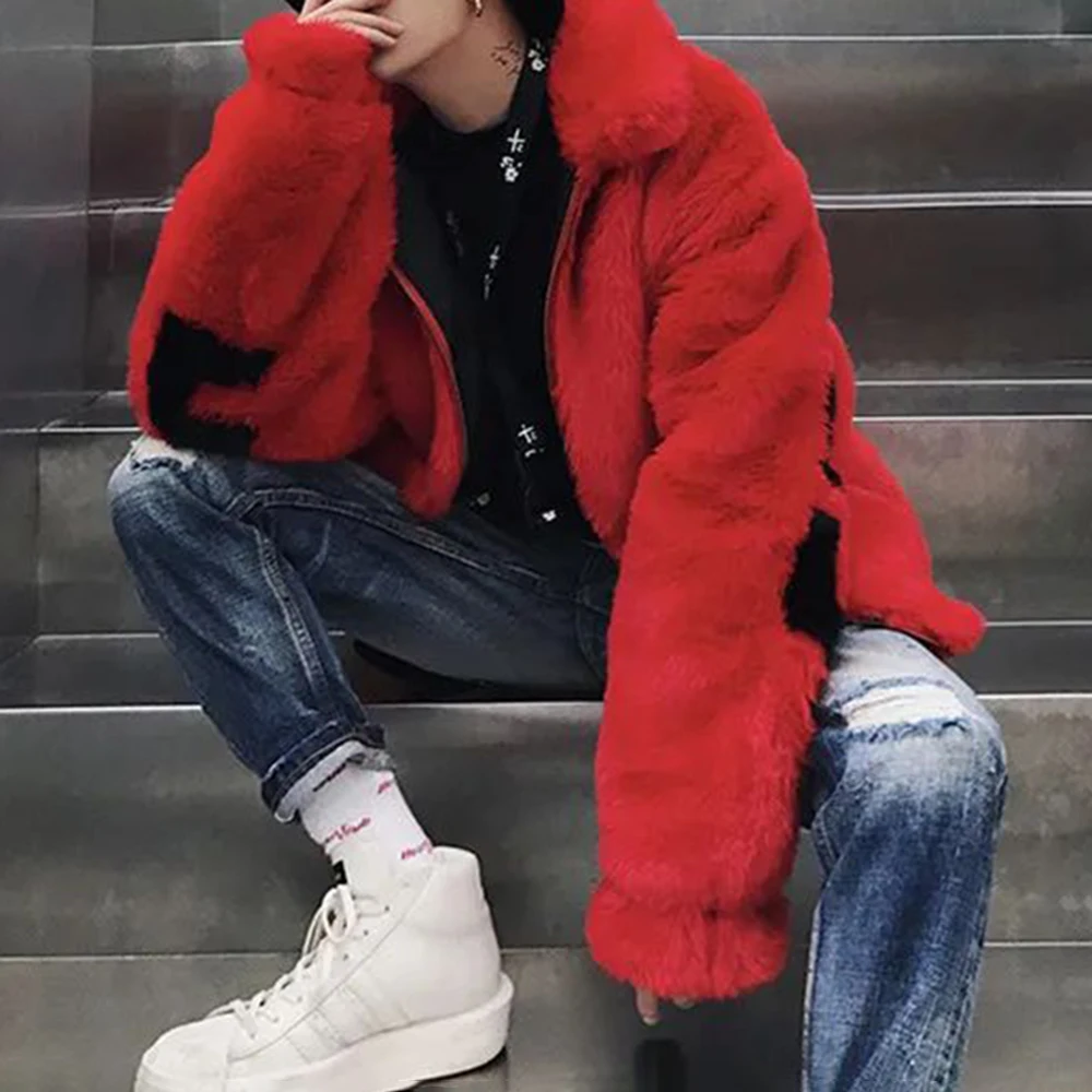 Male Coat Winter New Fashion Hip-Hop Mens Warm Plush Coat American Street High-Quality Loose Letter Trend Casual Jacket For Men