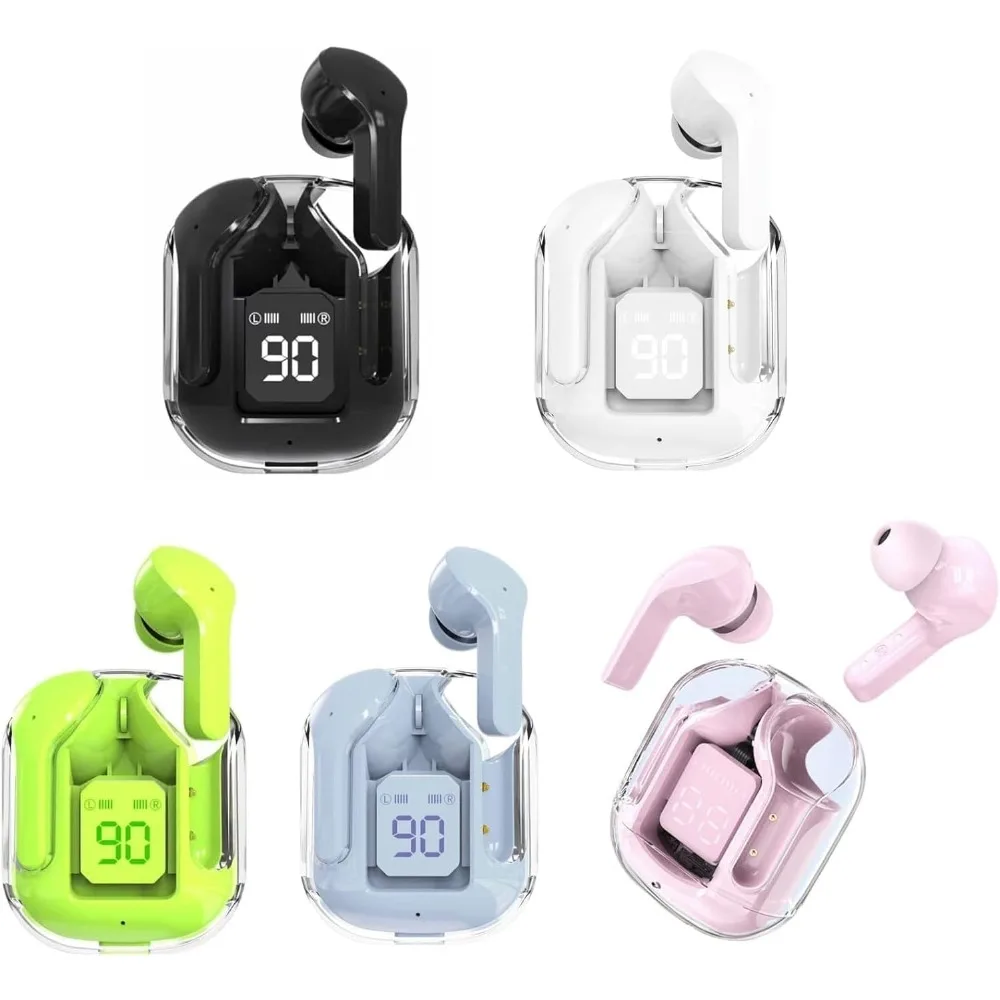 True Wireless Earbuds Noise Cancelling Bluetooth - White Green Pink Blue Black Colors, Wireless Earbuds with Charging Case