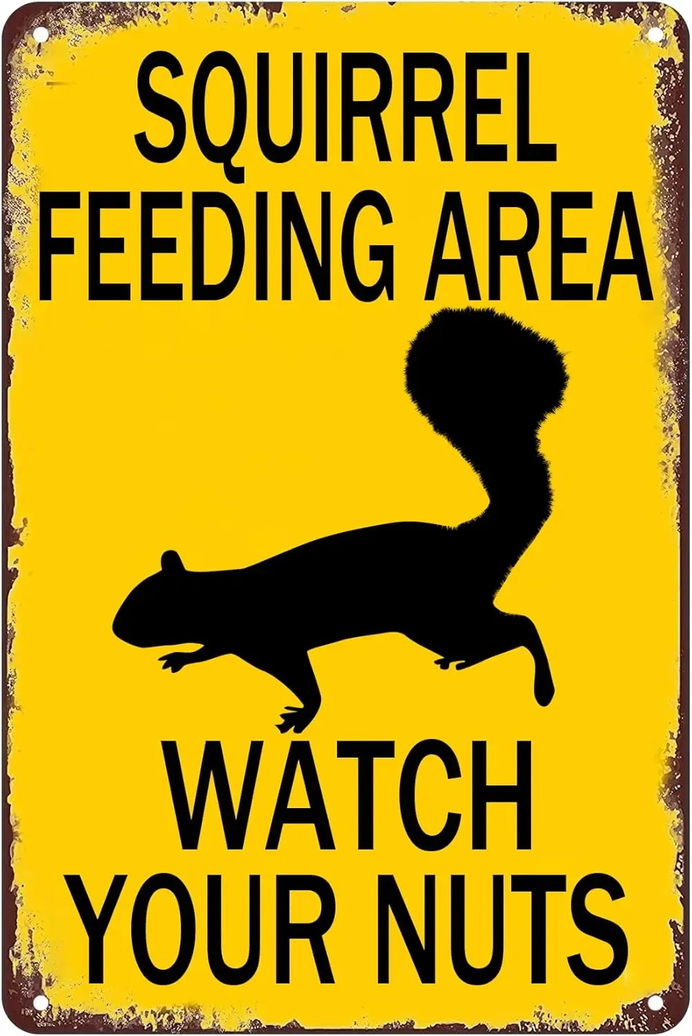 Retro Funny Metal Sign Sheet Signs Tin Sign,Squirrel Feeding Area Watch Your Nuts,Outdoor Home Wall Decoration Wall Art Wall Dec