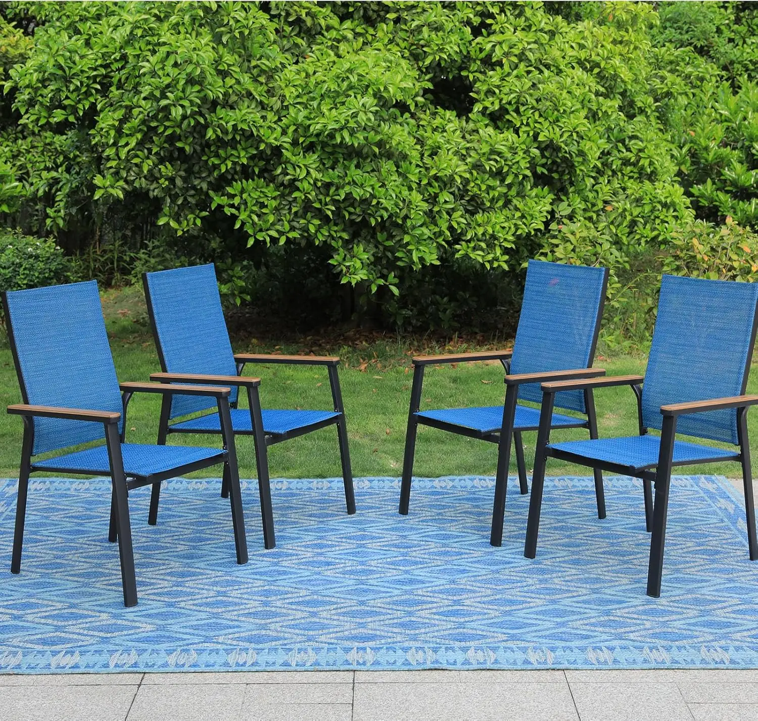 

Blue,Lightweight Aluminum Frame with Textilene Fabric & Wider Armrest,Easy to Store,Patio Chairs for Garden,Lawn