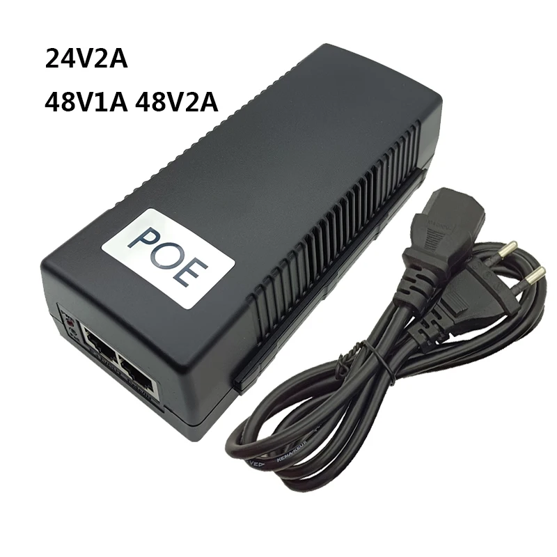 48V2A POE Injector 48V 2A Power Supply Powerline Ethernet Power Adapter 48 Volt Source UK AU EU US Plug