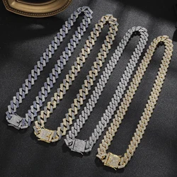 TrendMen Hiphop Rock Cuban Link Chain Alloy Necklaces For men Boys Gold Color Metal Crystal Clavicle Chain Party Jewelry Gifts