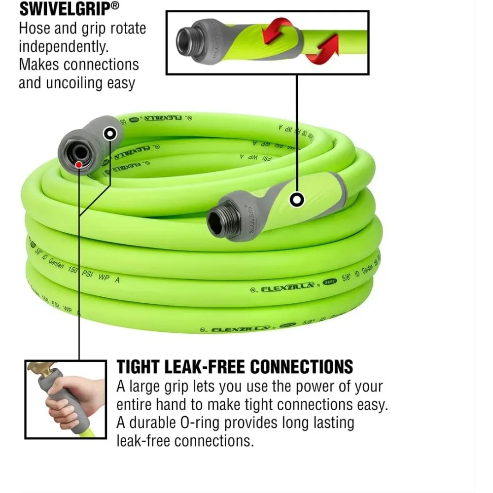 Imagem -03 - Tubo de Pvc para Mangueira de Jardim Flexzilla com Punho Giratório Pol. x 50 Pés Resistente Leve Seguro para Água Potável