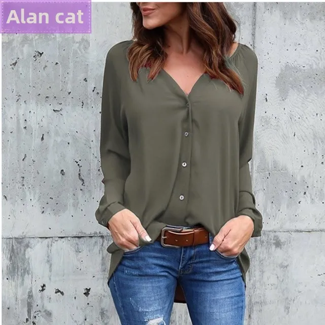 بلوزة نسائية كاجوال بياقة على شكل V مقاس كبير قميص دانتيل للسيدات قمصان علوية مصنوعة من 90% ألياف البوليستر و0% مواد أخرى تي... #1