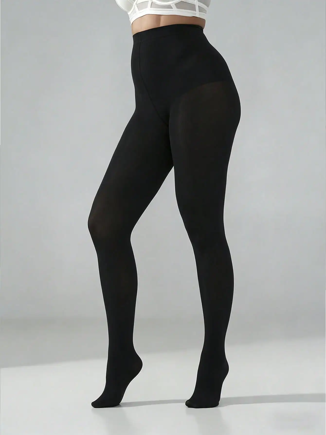 1Pair Plus Size Matte Opaque Black Pantyhose High Elastic Curvy Women Autumn Winter Office Daily Tights