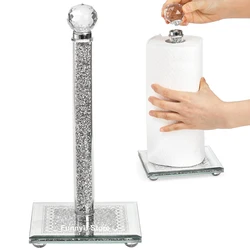Crystal Napkin Holder Countertop Paper Towel Holder Paper Dispenser Stand with Sparkly Crushed Diamond for Kitchen Bathroom