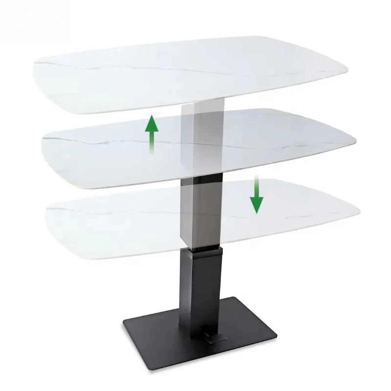 120X60cm MDF Desktop Air Spring Pneumatic Height Adjustable Metal Frame Coffee Table Living Room Dining Furniture