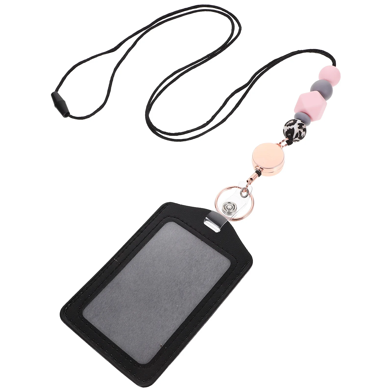

1Set Silicone Beaded Badge Holder Card Sleeve Practical Lightweight Id Card Holder for School Work Bus Pass