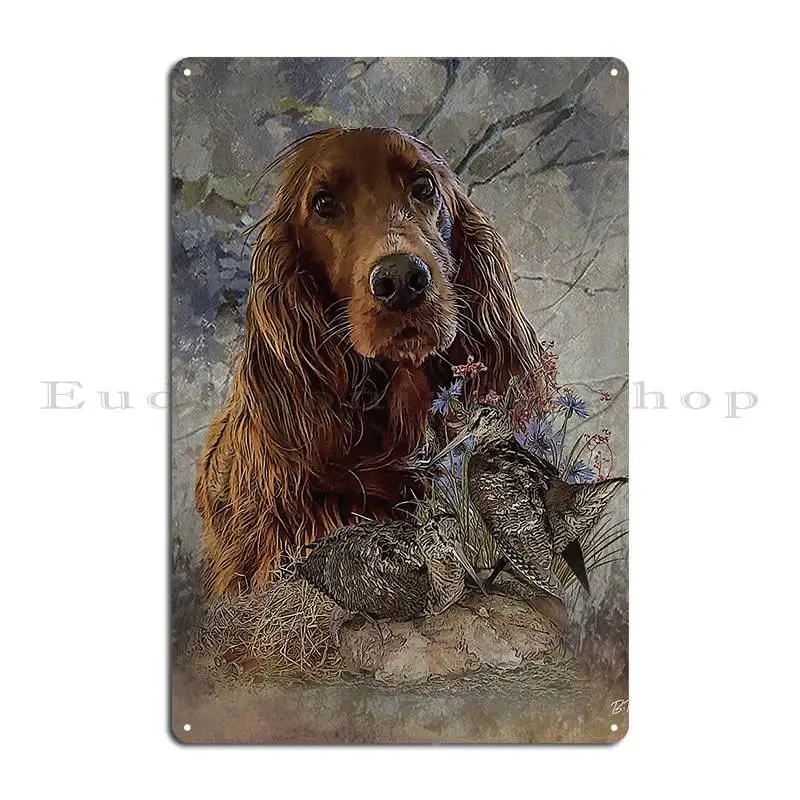 Irish Setter With Woodcock Metal Plaque Create Designing Wall Decor Wall Plaque Pub Tin Sign Poster