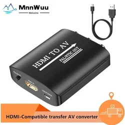 MnnWuu HDMI to RCA converter, supports PAL/NTSC suitable for Apple TV/Roku/Fire Stick/Blu -ray/DVD player/old TV/projector/etc