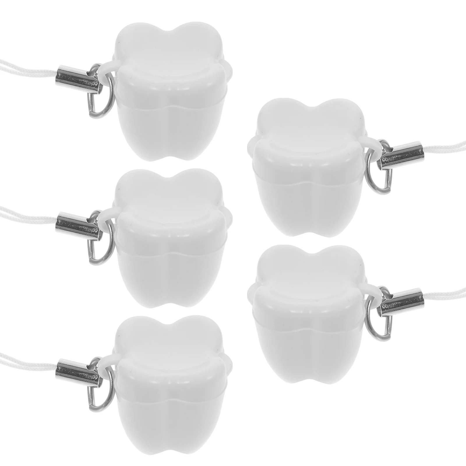 

5pcs Tooth Box Pp Material Storage Container For First Teeth With Rope Keychain Hanging Gift