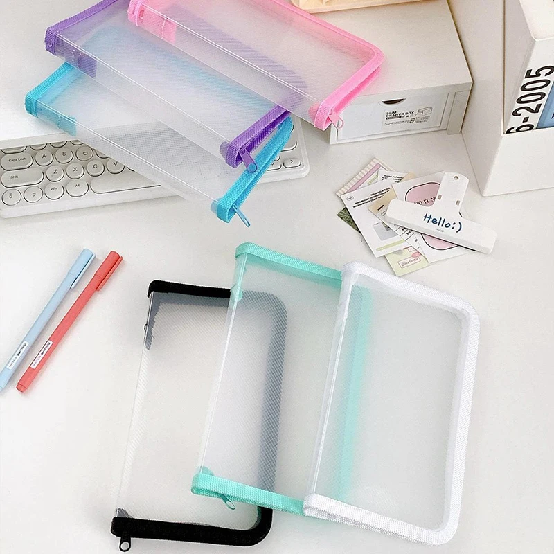 Transparent Portable PP Zipper Bag Simple Multifunctional Organizer Bag File Organizer Large Capacity Stationery Organizer