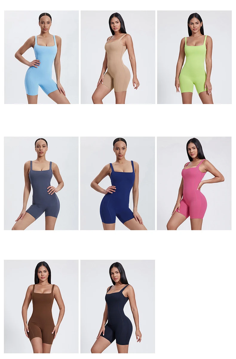 Sleeveless Yoga Jumpsuit For Women's Running Tight Fitting Casual Fitness Bodysuit Sports Dance Wholesale Custom Logo image 2