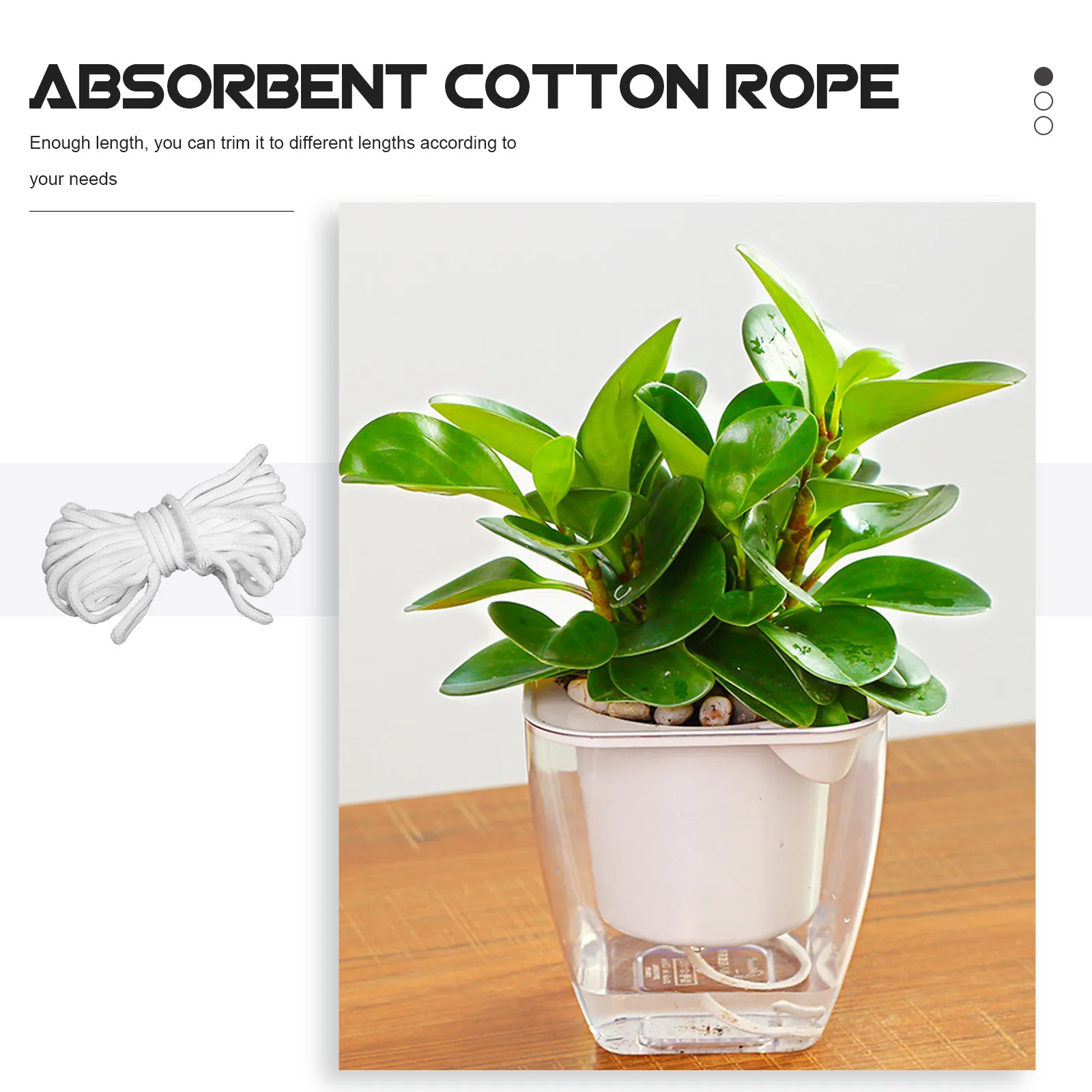 Plant Automatic Rope 3 Meter Cotton Hydroponic Cord for Flowerpots Self System Garden Nursery Green